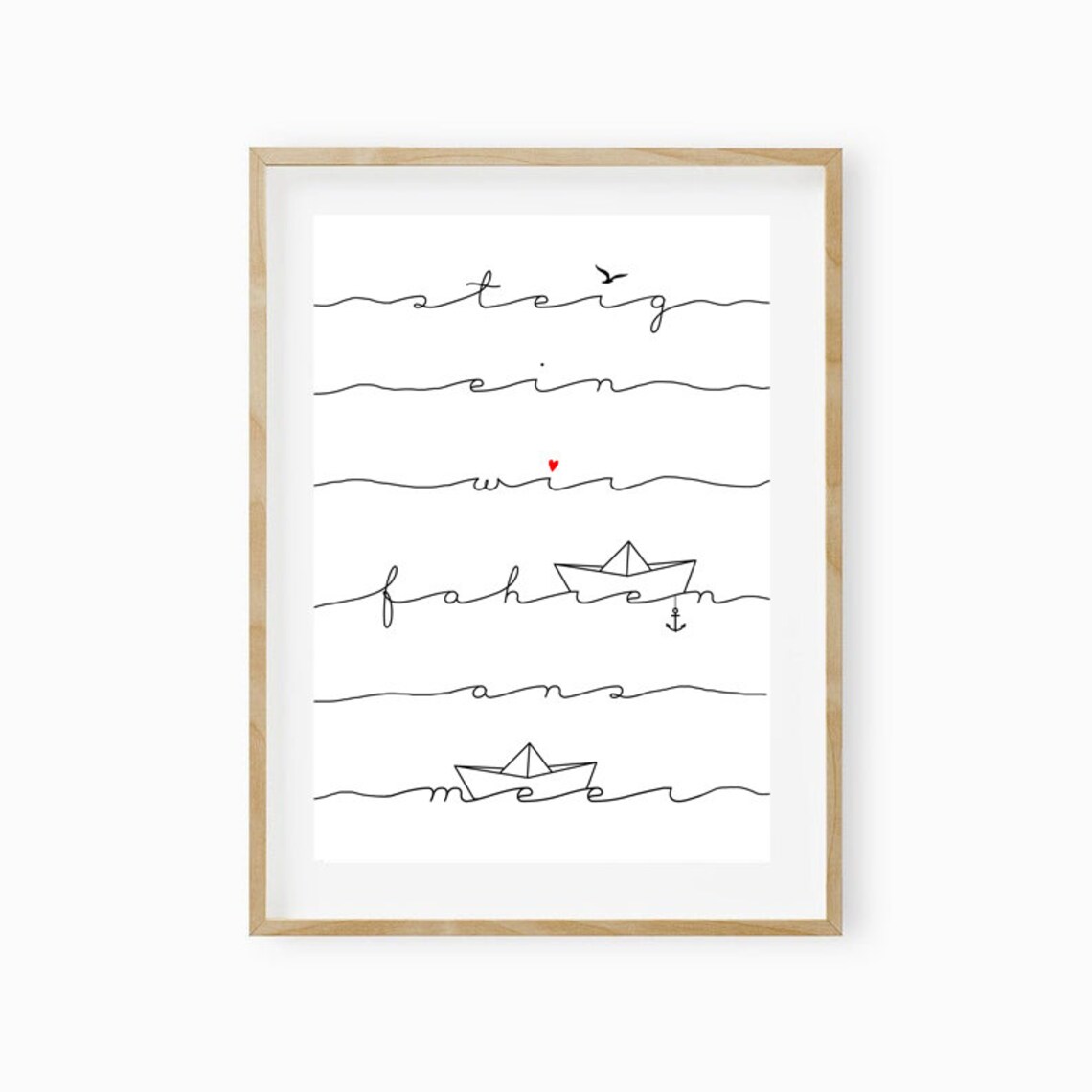 Sea Love Typographic Poster, Coastal Saying Art