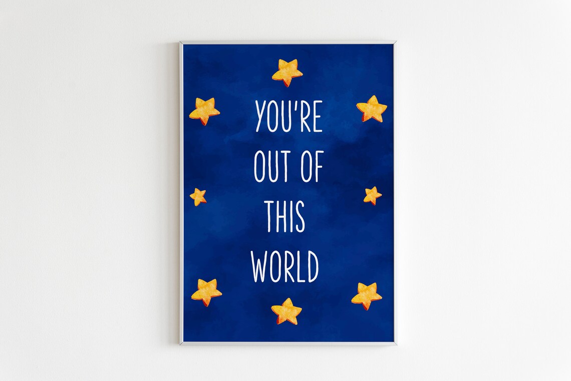 Astronaut on Rocket Navy Blue Watercolor Space Nursery Poster - Image 6