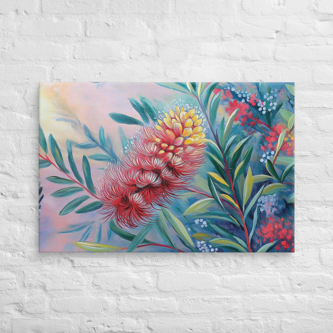 Australian Native Bottlebrush Flowers Colorful Painting Poster - Image 4