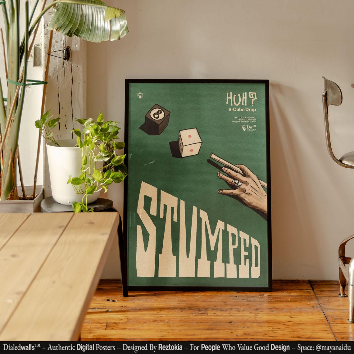 Stumped Green Billiards 8 Ball Dice Vintage Pool Hall Poster
