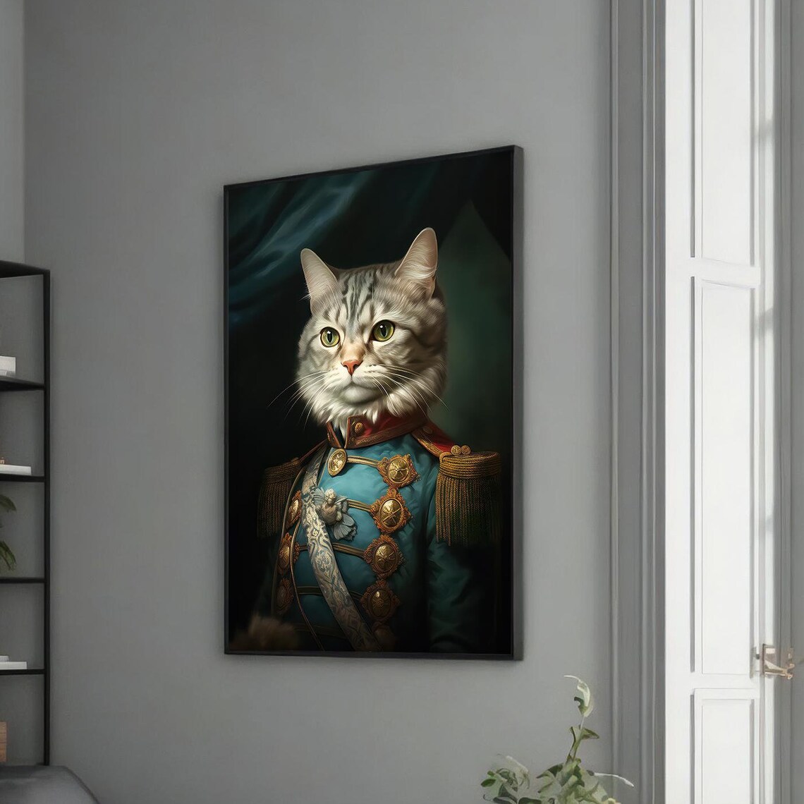 Uniformed General Cat Portrait, Majestic Print