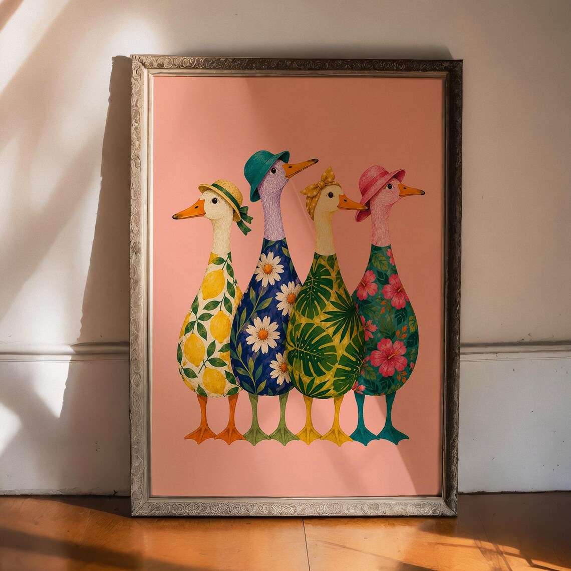 Whimsical Goose Poster, Maximalist Animal Art