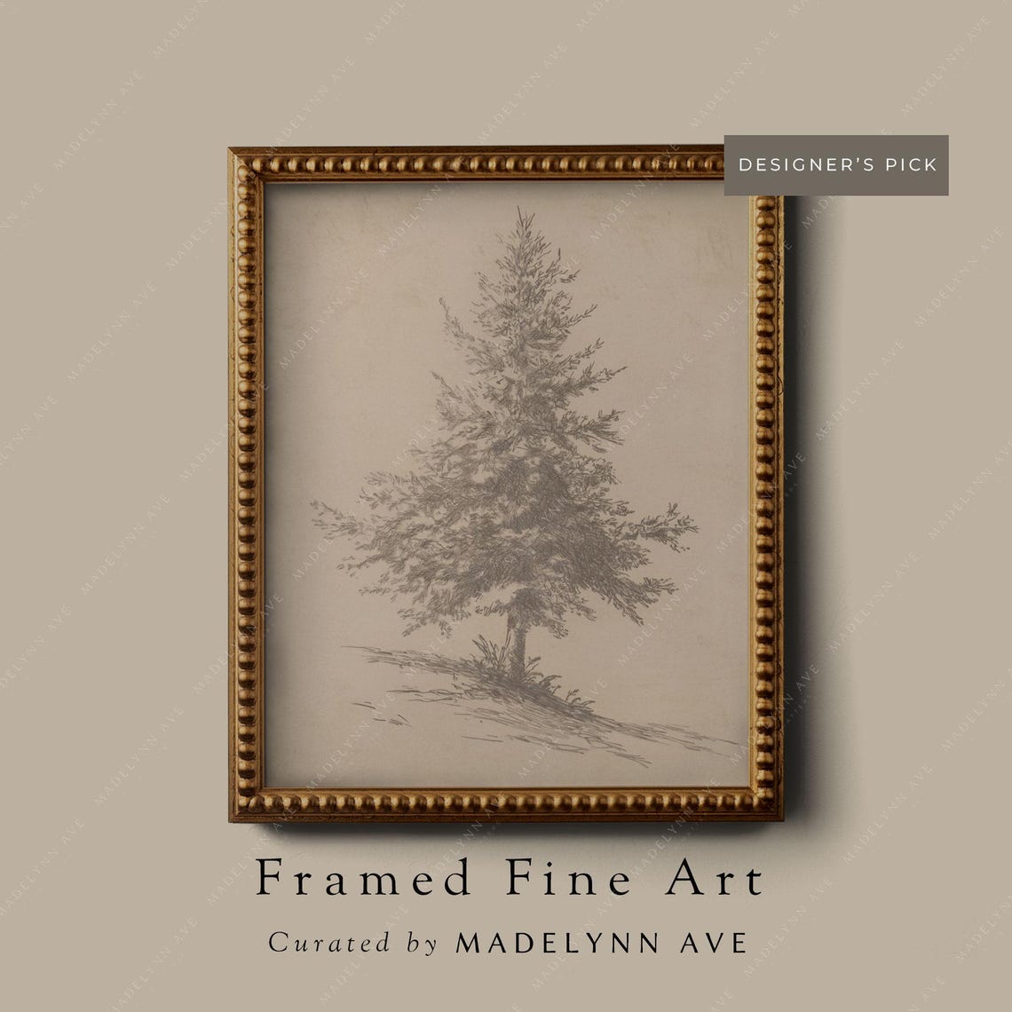 Framed Pine Tree Gicle Art Print Vertical Neutral Christmas Wall Art Moody Vintage Style Winter Holiday Decor Or Cotton Paper