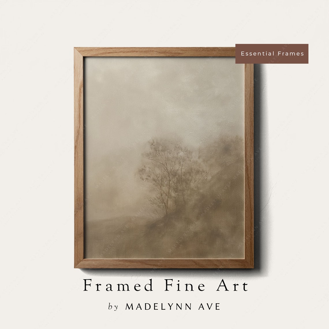Abstract Sepia Landscape Distant Tree Cluster Vintage Poster