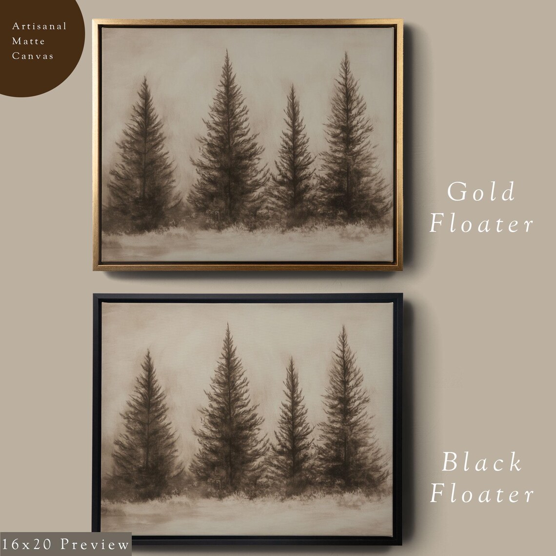 Vintage Winter Trees Art Print, Rustic Evergreen - Image 5