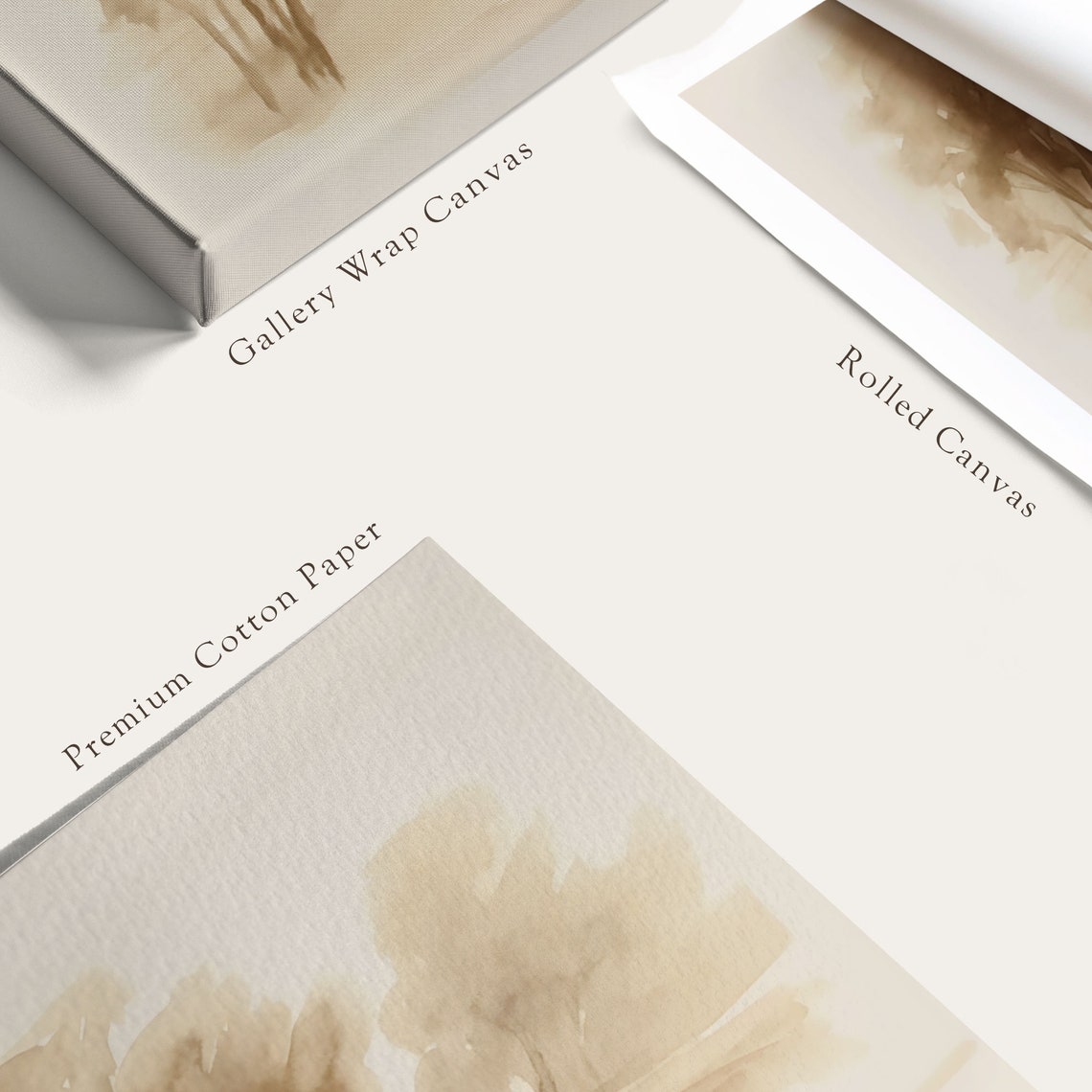 Sepia Minimalist Watercolor Landscape Nature Scene Art Poster - Image 5
