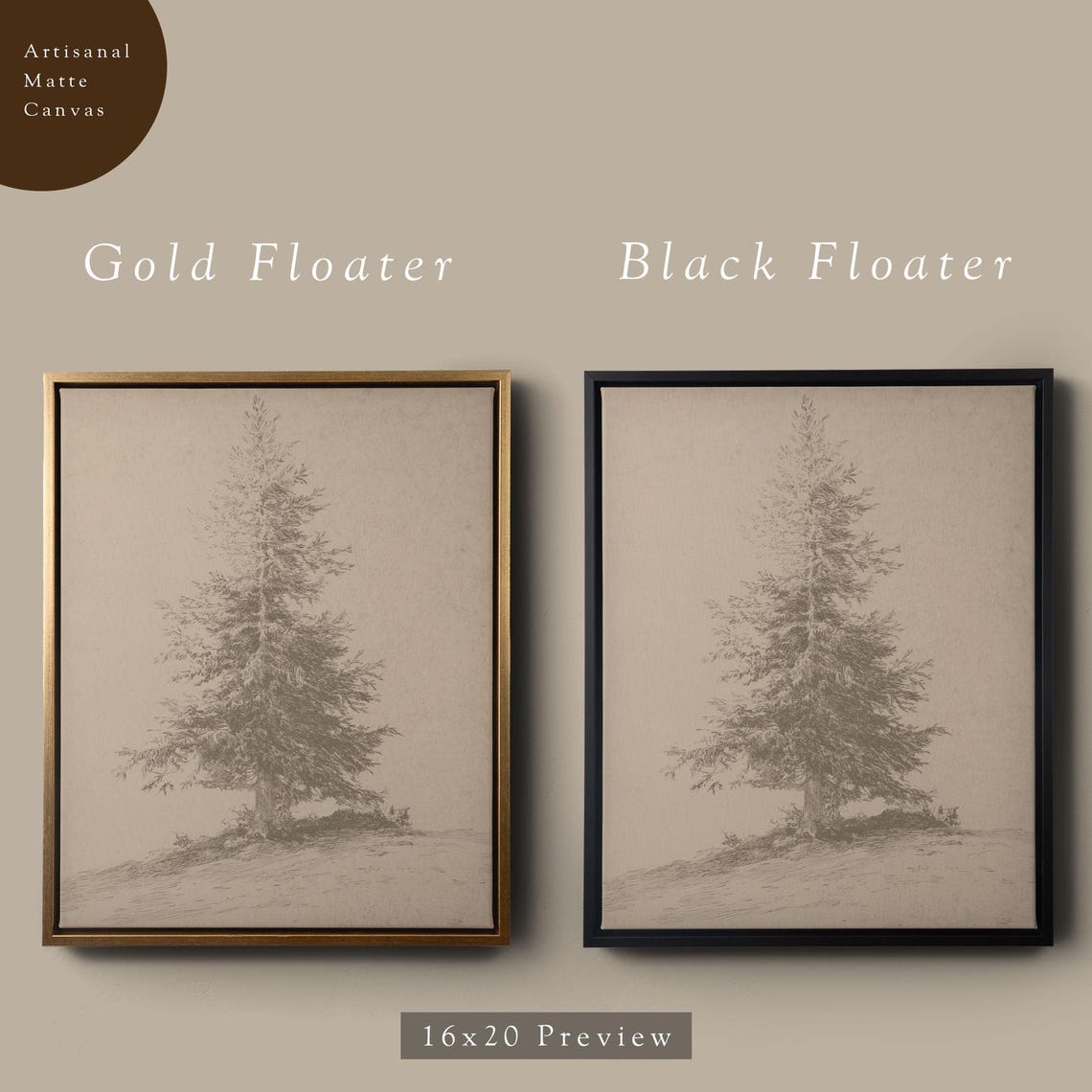 Broad Pine Tree Sketch Antique Botanical Neutral Wall Poster - Image 5