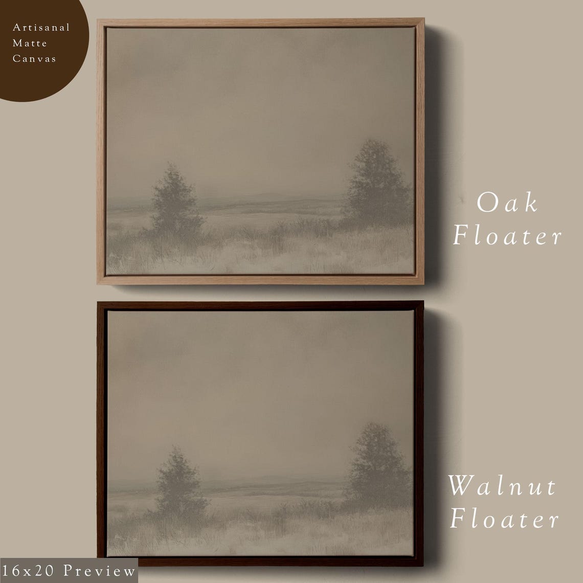 Minimalist Winter Field Landscape Neutral Sepia Tones Poster - Image 6