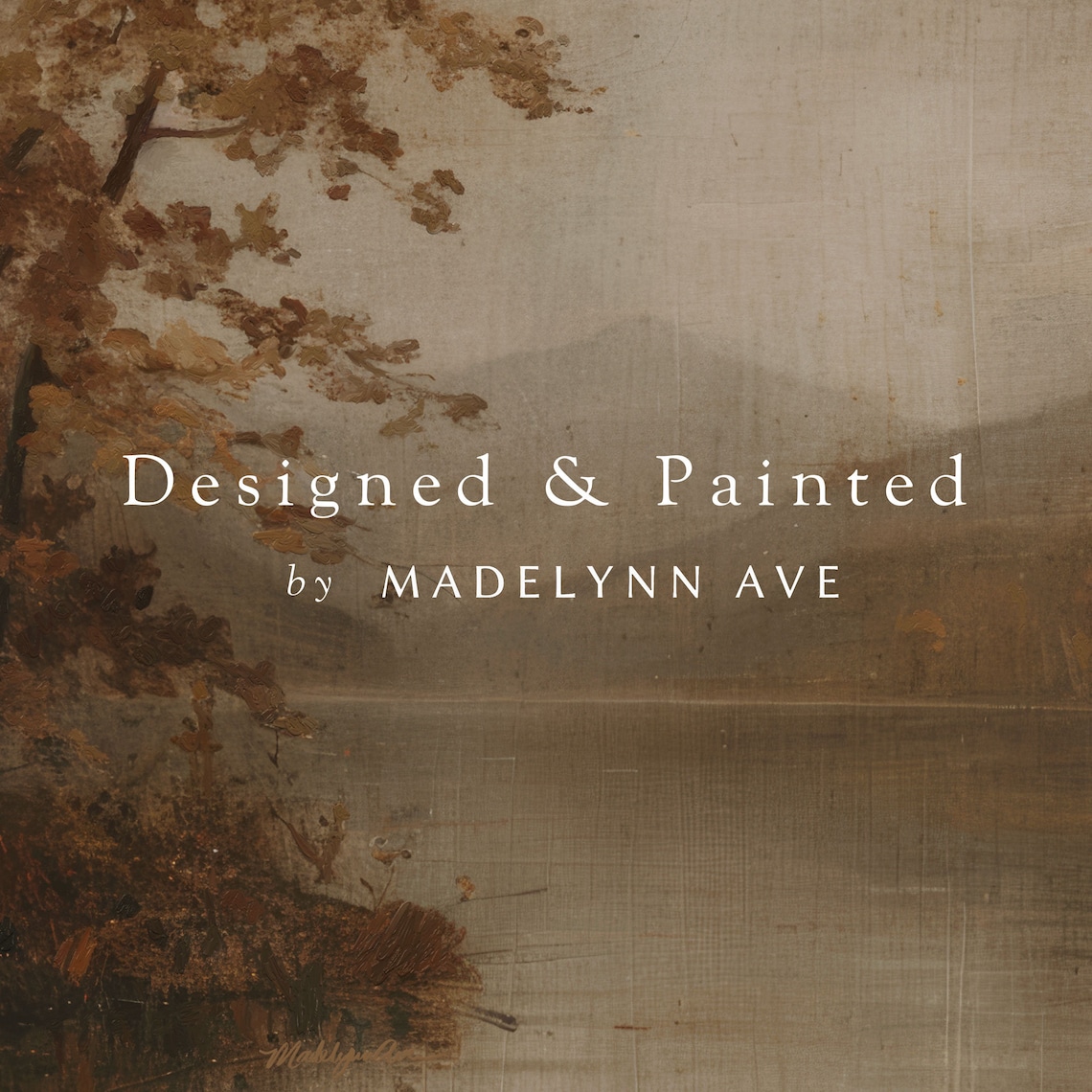 Rustic Moody Fall Lake Landscape, Vintage Art Print - Image 6