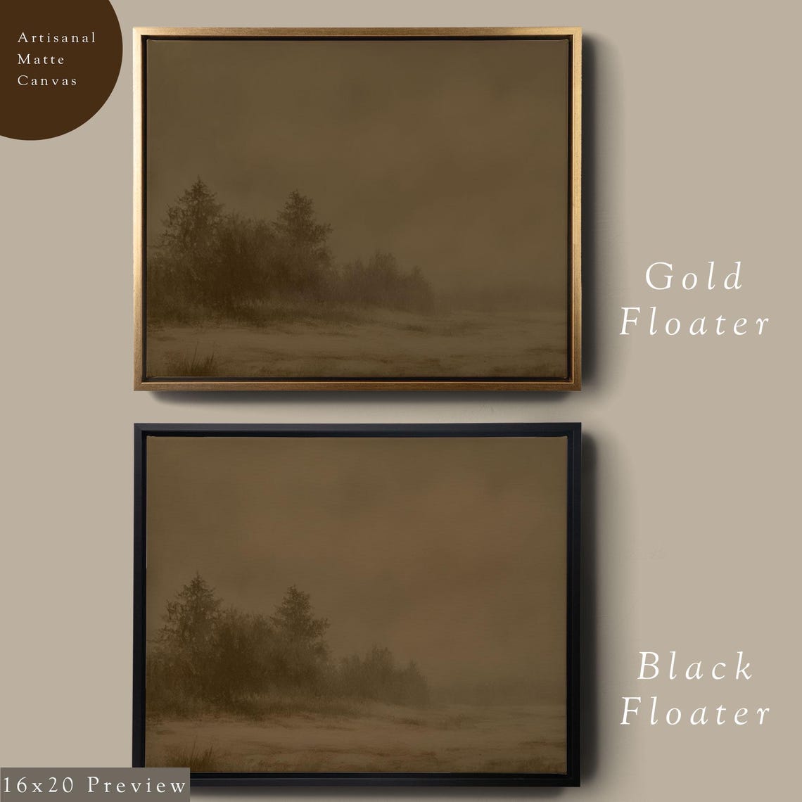 Misty Winter Forest Brown Toned Rustic Nature Landscape Poster - Image 5