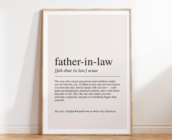 Father in Law Definition Poster Dictionary Quote Sentimental Gift Decor