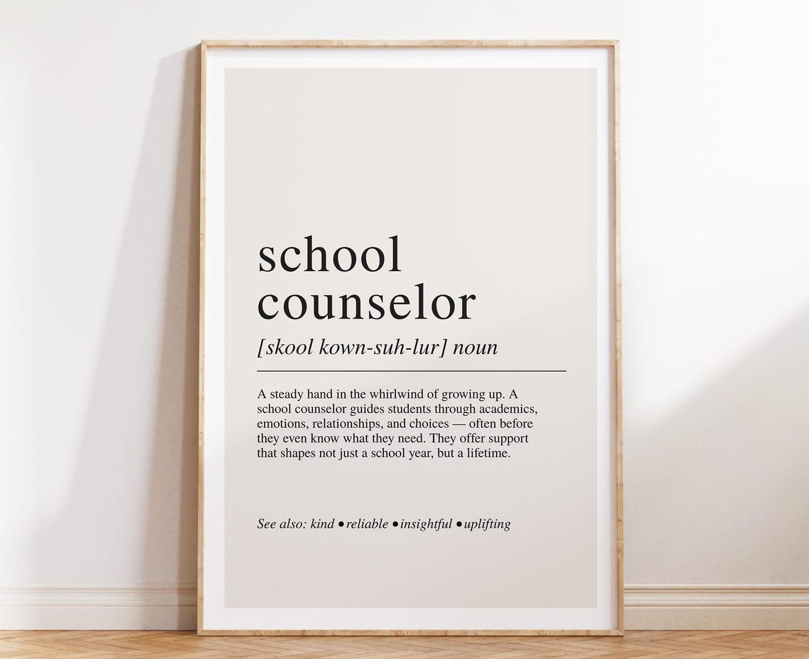 School Counselor Definition Typography Appreciation Gift Wall Art
