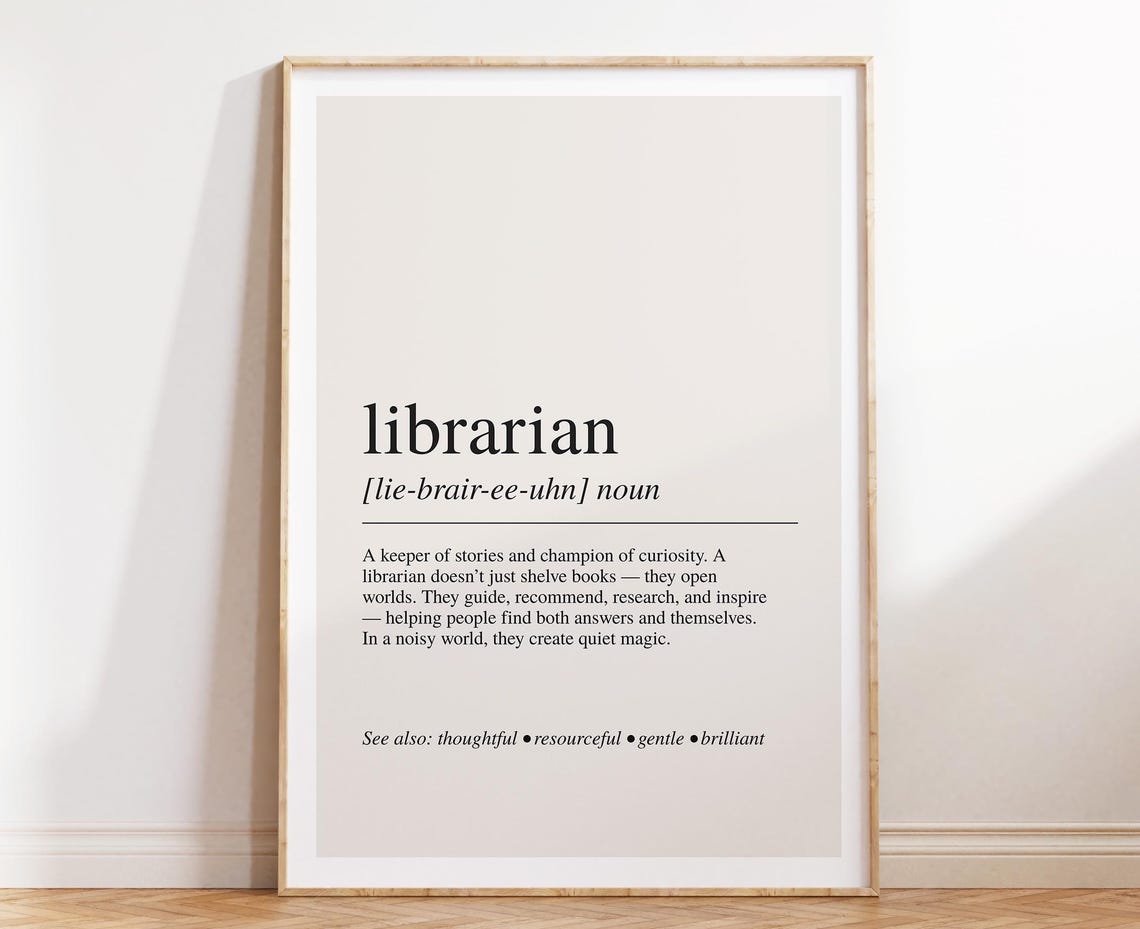 Librarian Definition Dictionary Style Book Lover Gift Poster