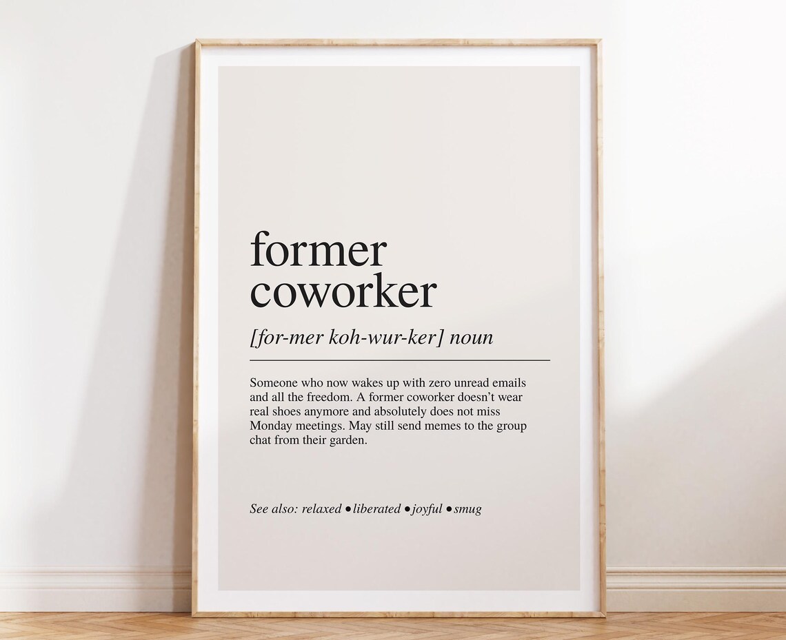 Former Coworker Definition Print, Farewell Gift