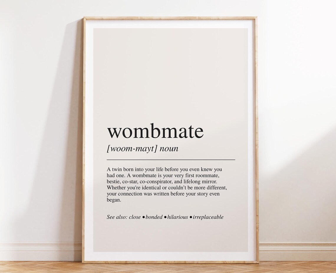 Wombmate Definition, Funny Twin Sister Gift Art Print