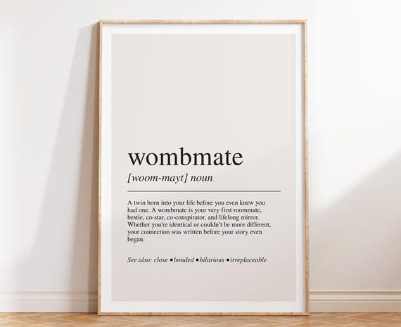 Wombmate Definition, Funny Twin Sister Gift Art Print