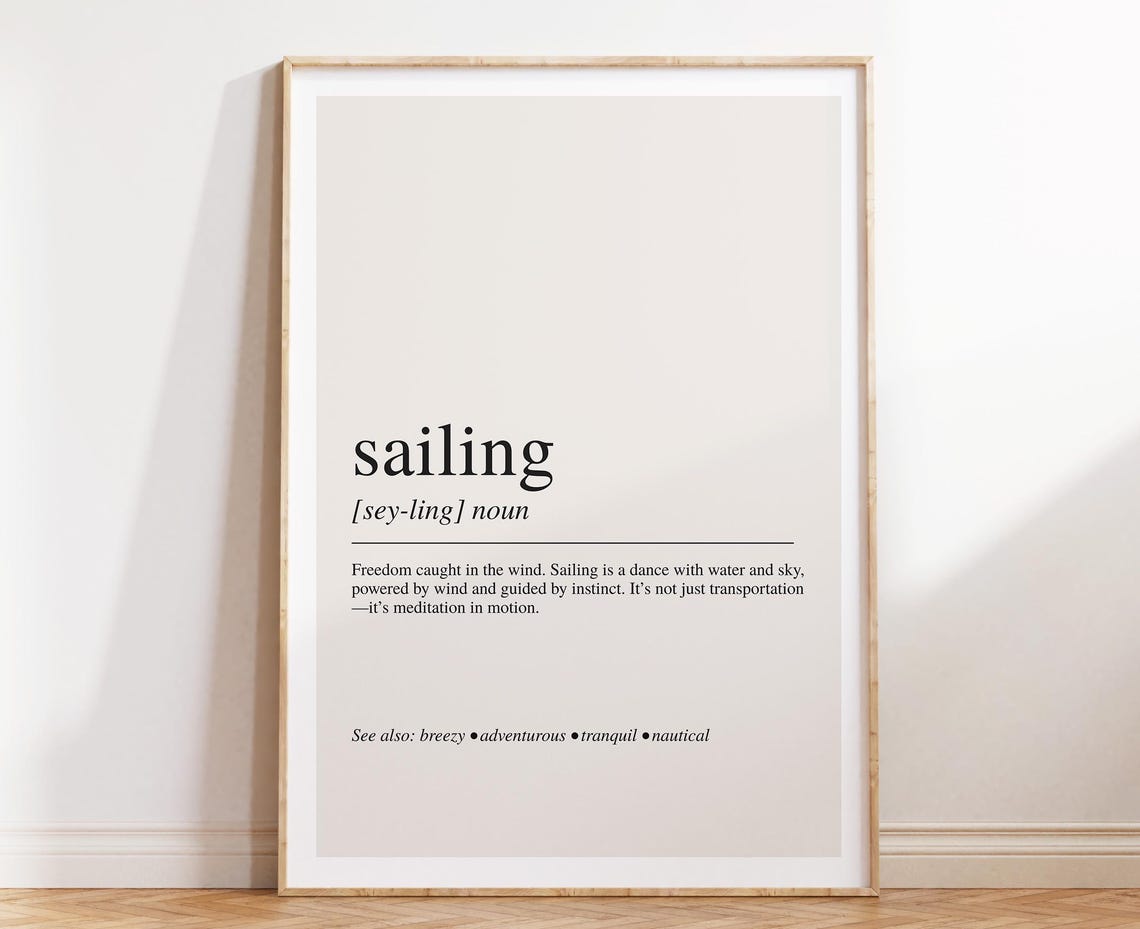 Sailing Dictionary Definition Wind Water Sport Minimalist Print