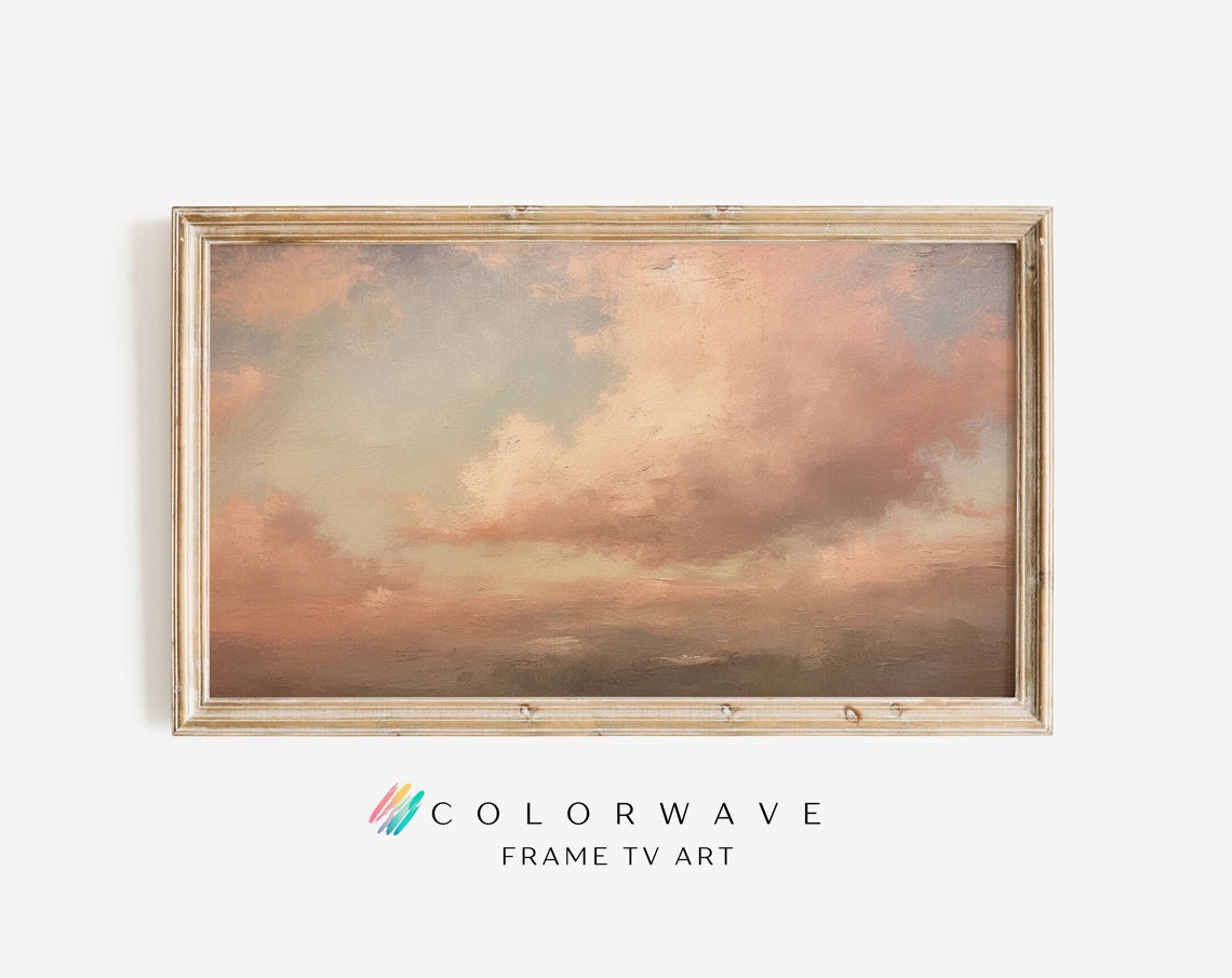 Blush Pink Cloud Sky Abstract Modern Minimalist Painting Wall Art