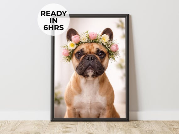 Custom Easter Floral Pet Portrait Art Print