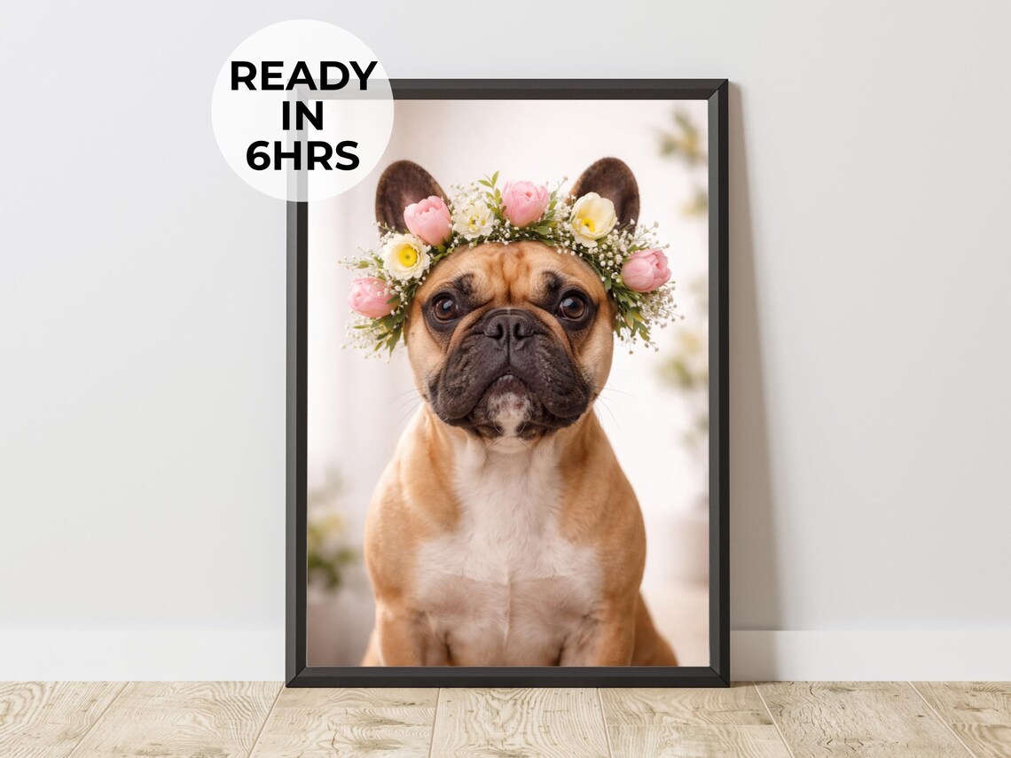 Custom Easter Floral Pet Portrait Art Print