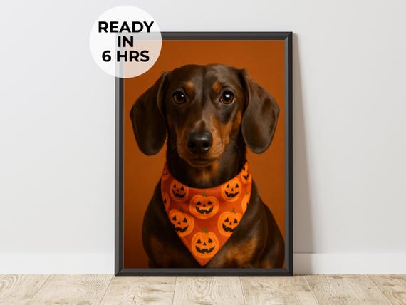 Fall Pet Portrait, Autumn Dog Art Print