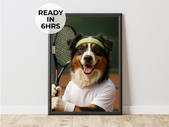 Custom Tennis Pet Portrait Funny Racket Sport Gift For Fan