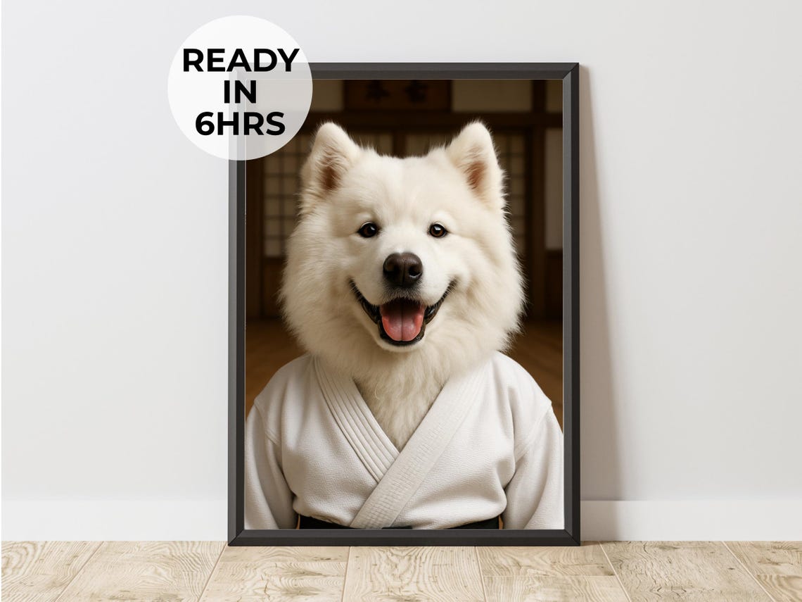 Custom Karate Pet Portrait Funny Martial Arts Gi Art Gift