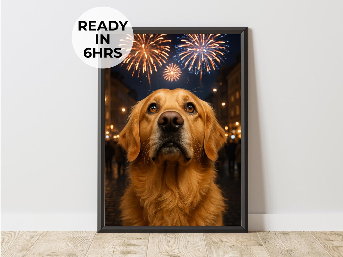 Pet Portrait Custom Art Print, Memorial Celebration Night