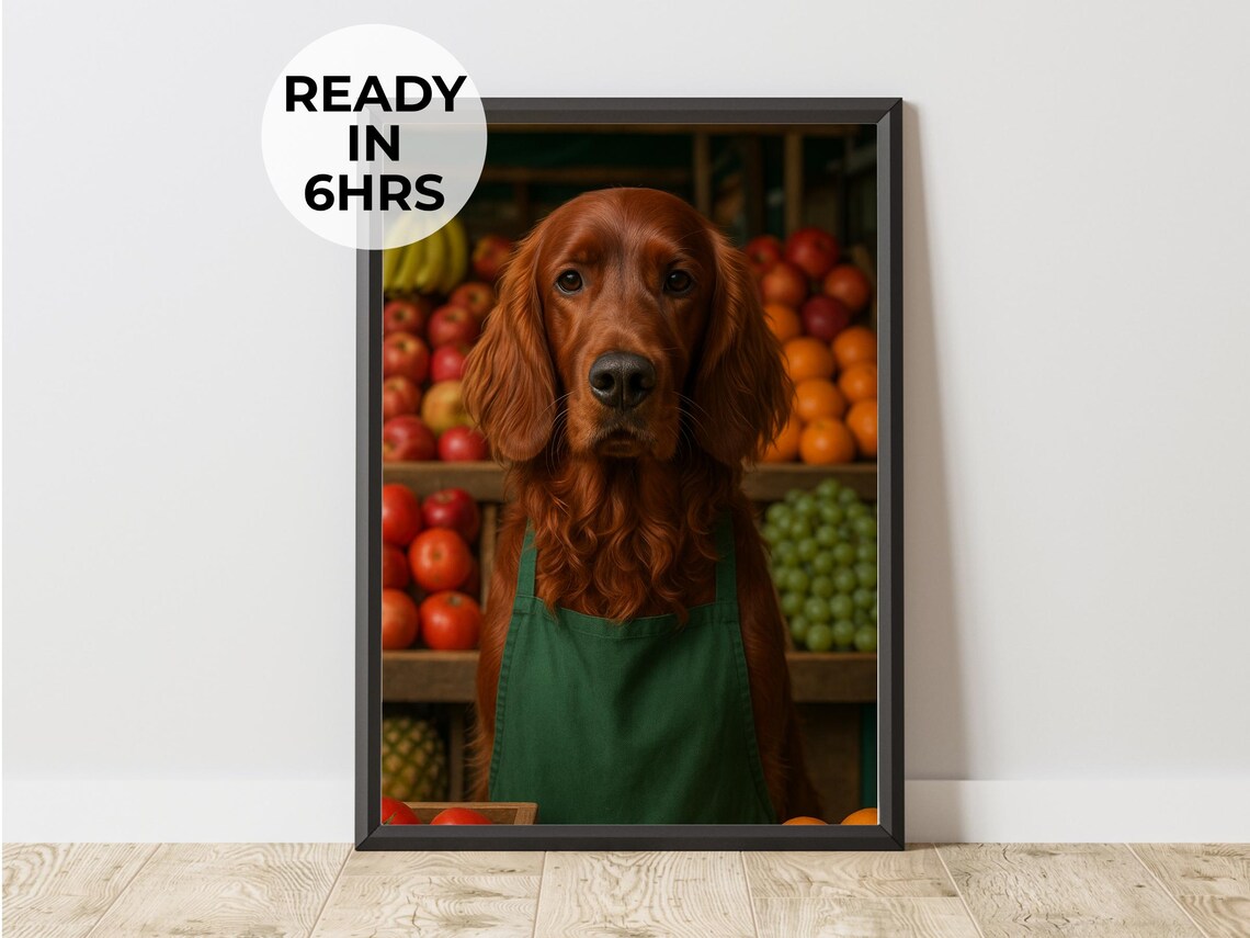 Custom Grocer Pet Portrait, Funny Gift Art