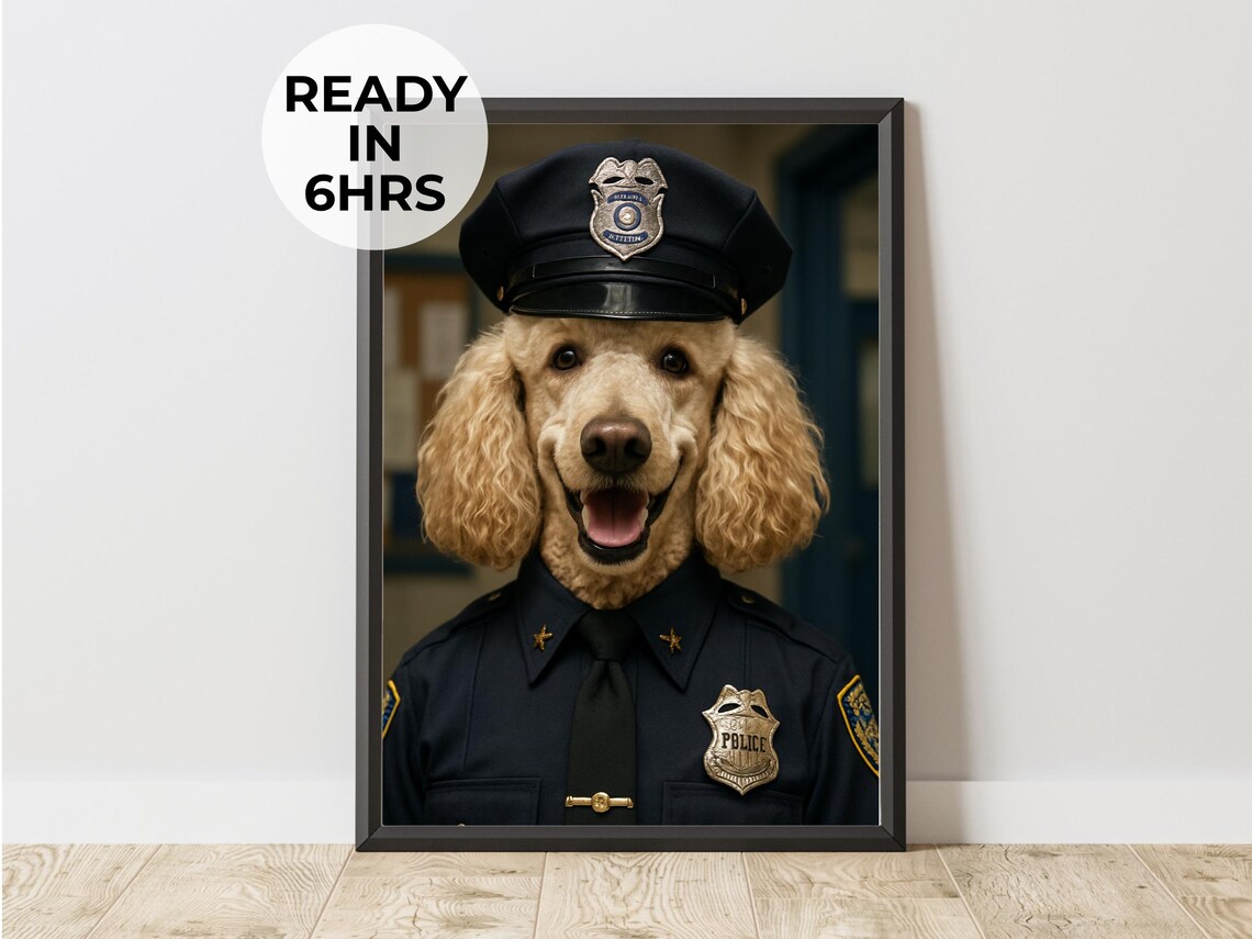 Police Dog Portrait, Custom Pet Officer Art Print