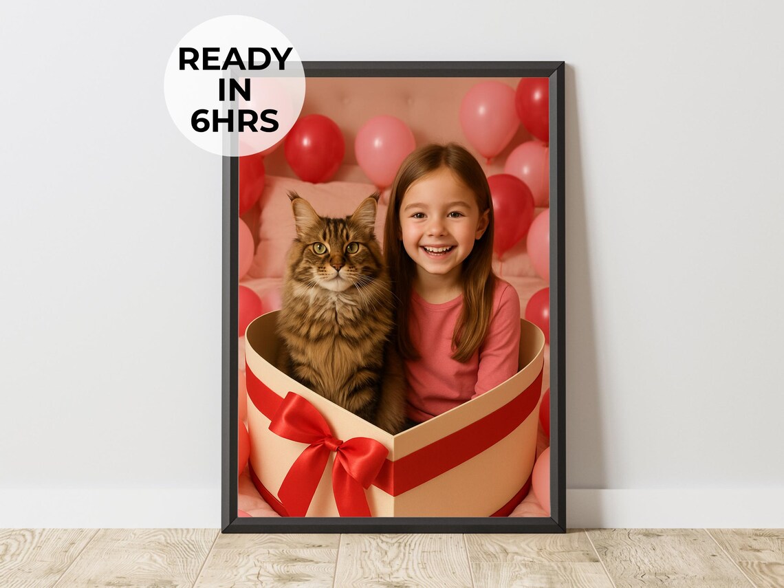 Custom Heart Box Pet Portrait, Valentine Art