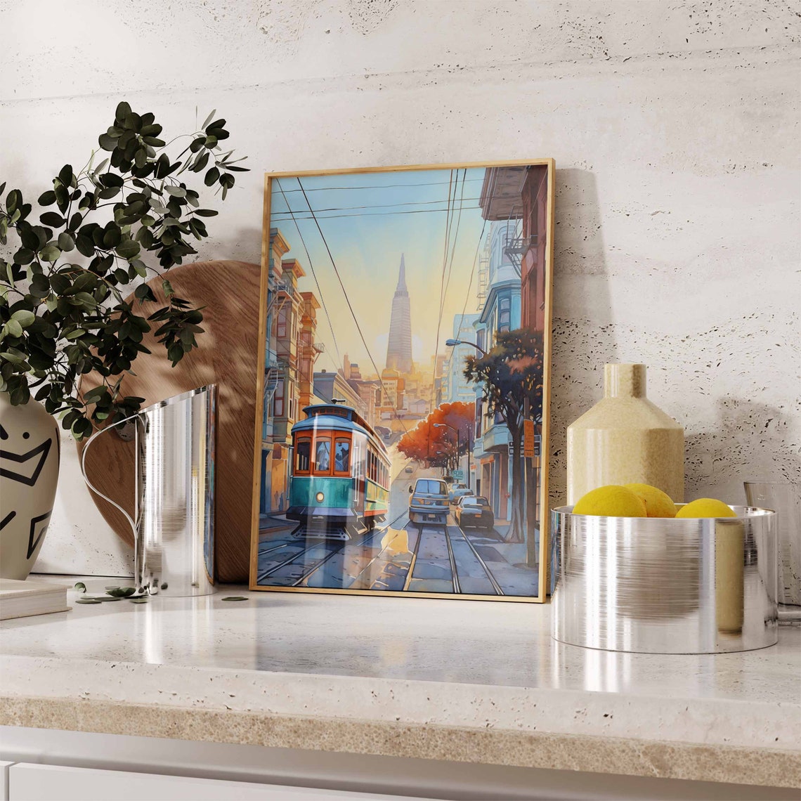San Francisco Cable Car and Transamerica Pyramid Travel Poster - Image 2