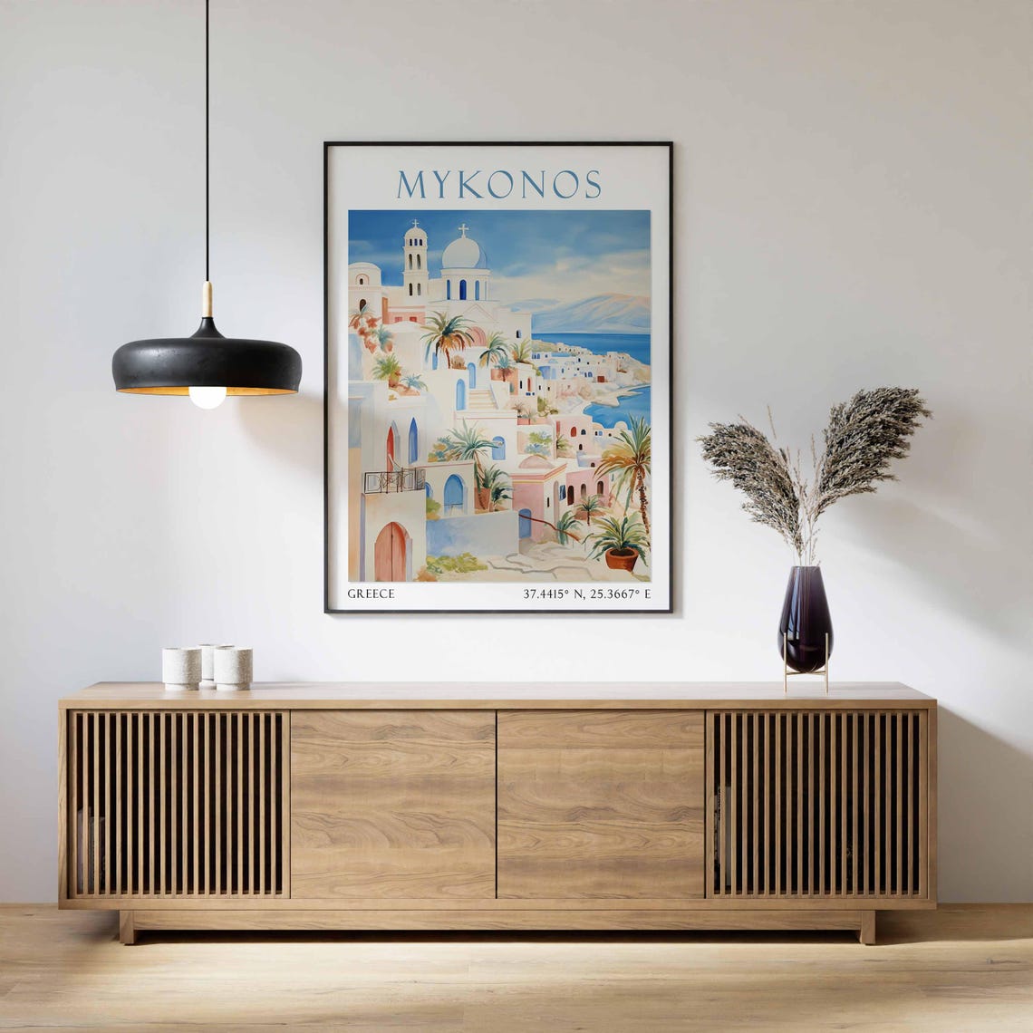 Mykonos Greece Whitewashed Village Aegean Blue Domes Travel Poster - Image 2