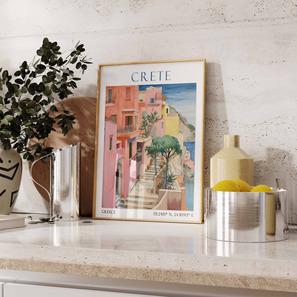 Crete Travel Print Crete Travel Poster Greece Wall Art Greek Island Travel Decor Vintage Decor Travel Gift Landscape Wall Art - Image 3