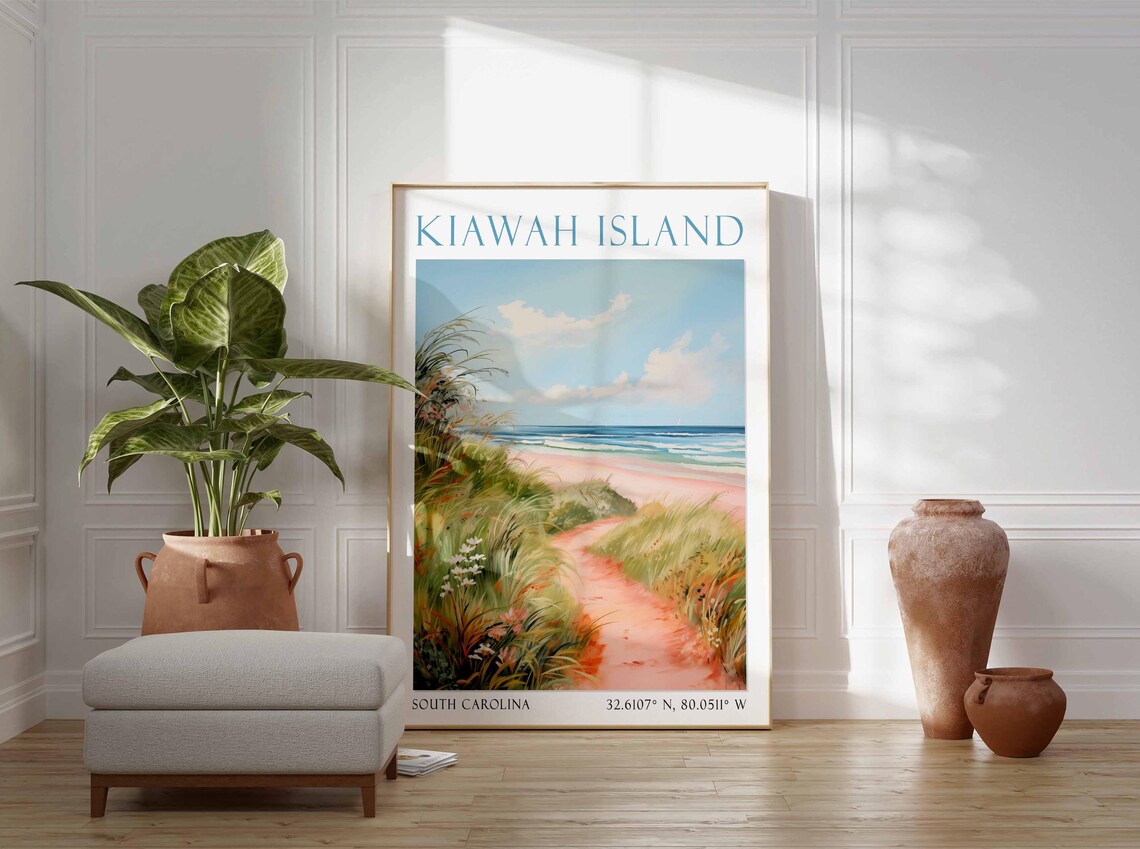 Kiawah Island South Carolina Beach Dune Path Sea Grass Travel Poster - Image 3