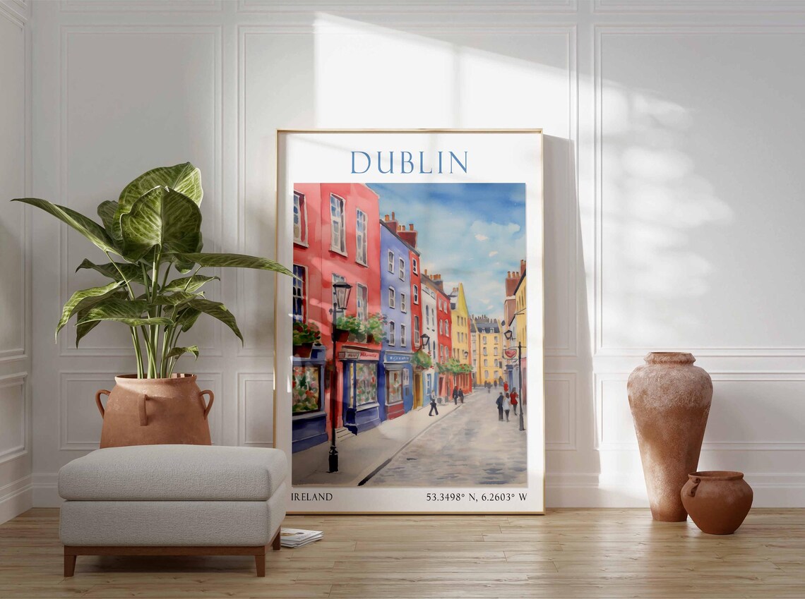 Dublin Ireland Rainbow Street Colorful Georgian Houses Travel Poster - Image 3