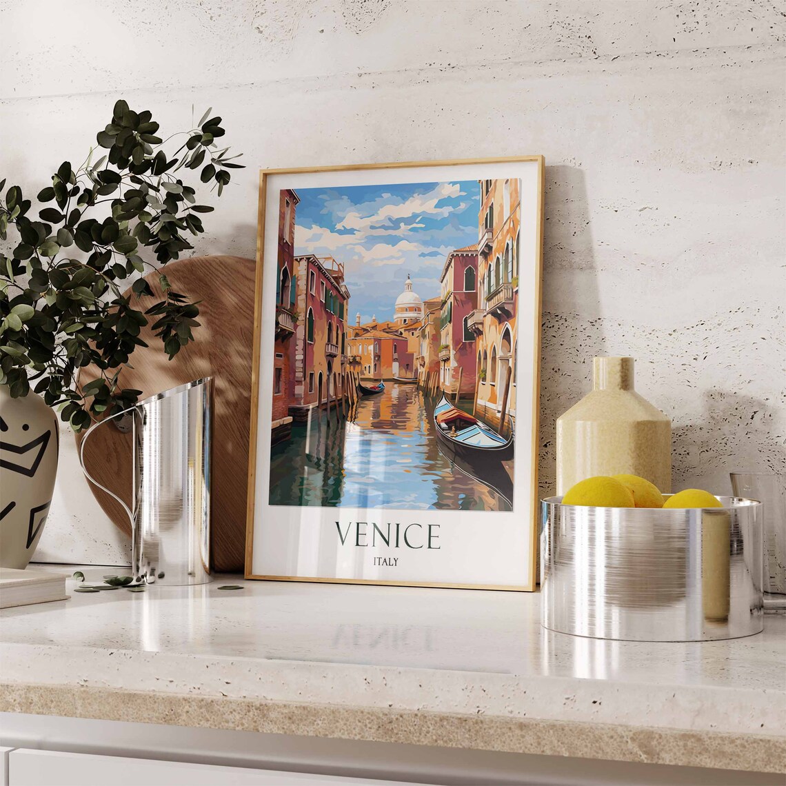 Venice Grand Canal Gondola Colorful Italy Travel Gift Poster - Image 3