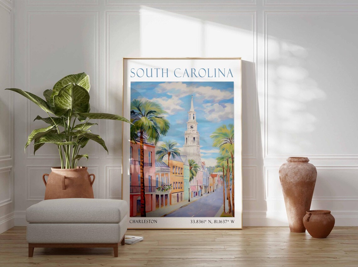 Charleston South Carolina Poster South Carolina Charleston Travel Wall Art Poster Personalised Gift Travel Gifts - Image 3