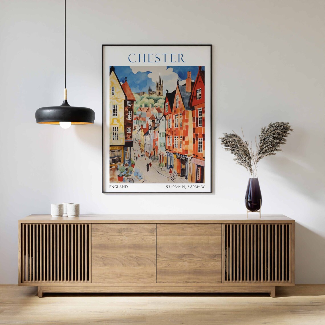Chester England Travel Poster Historic Rows Street Scene Art - Image 2
