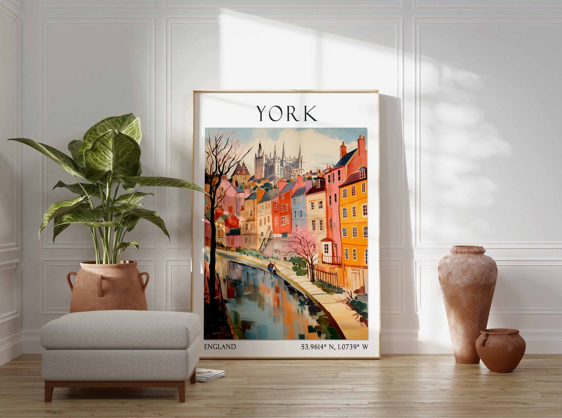York England Canal Reflections Colorful Old Buildings Poster - Image 2