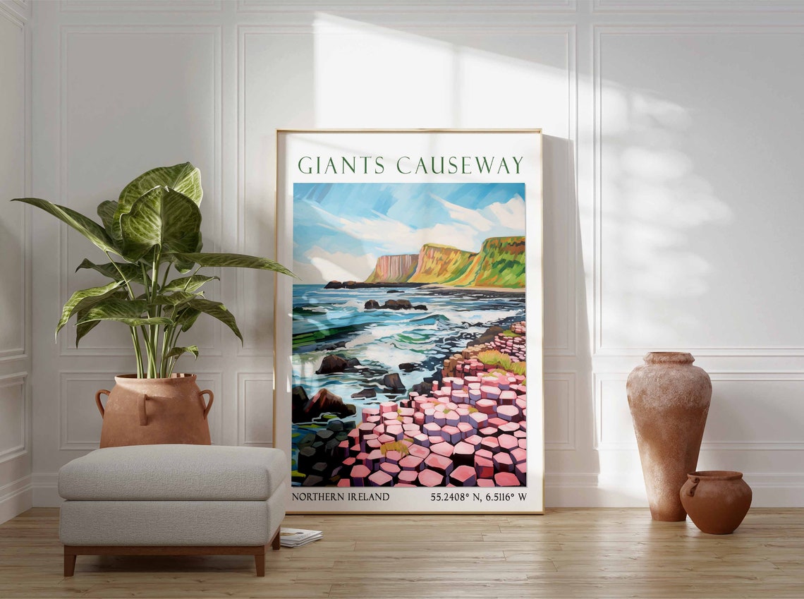 Giants Causeway Travel Print Giants Causeway Travel Poster Northern Ireland Wall Art Landscape Print Irish Travel Decor Coastal Decor - Image 2