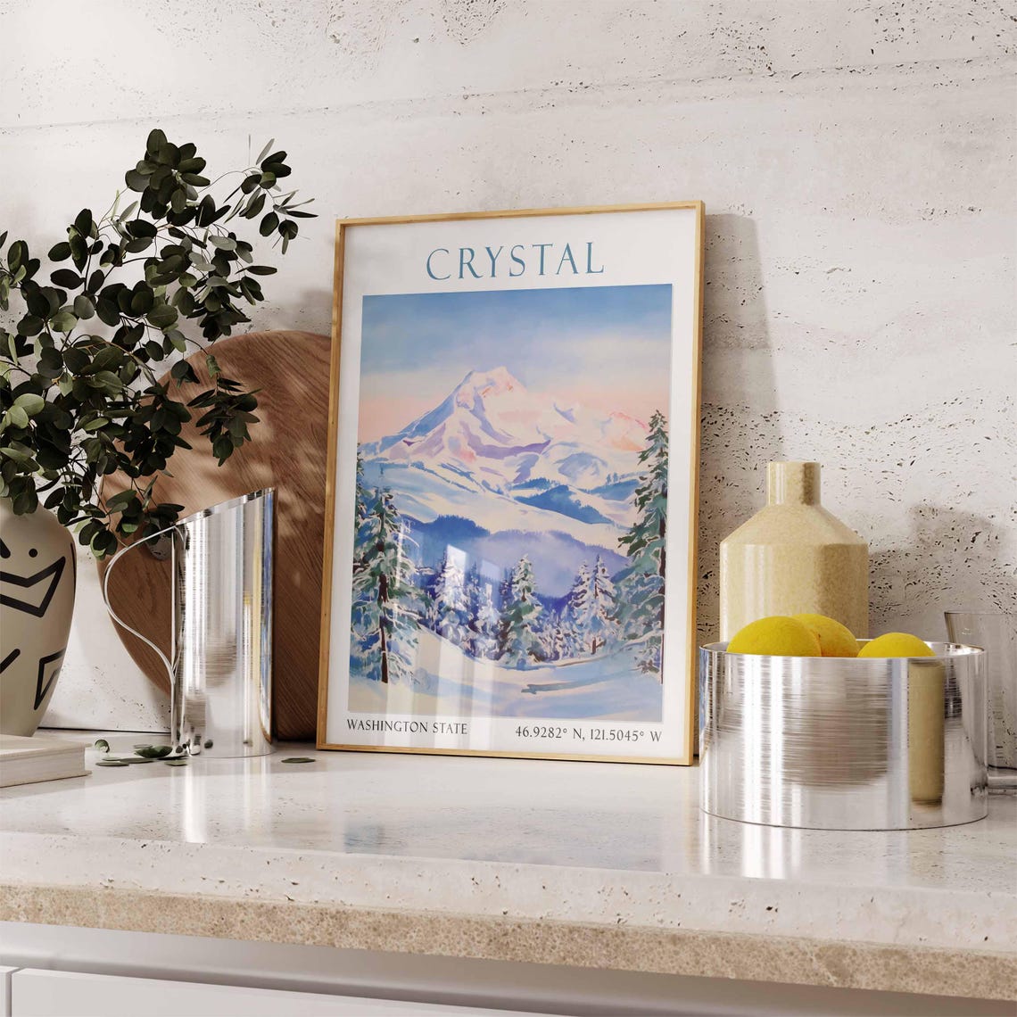 Crystal Mountain Ski Poster Ski Print Washington State Print Skiing Print Ski Decor Wall Art - Image 3