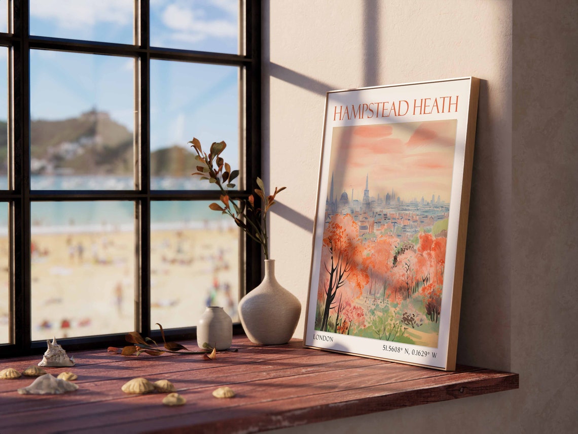 Hampstead Heath London Skyline Autumn Trees View Travel Poster - Image 2