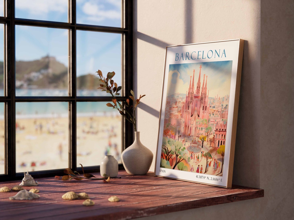 Barcelona Travel Print Barcelona Travel Poster Spain Travel Decor European Travel Decor Spain Travel Wall Art Barcelona Travel Gift - Image 3
