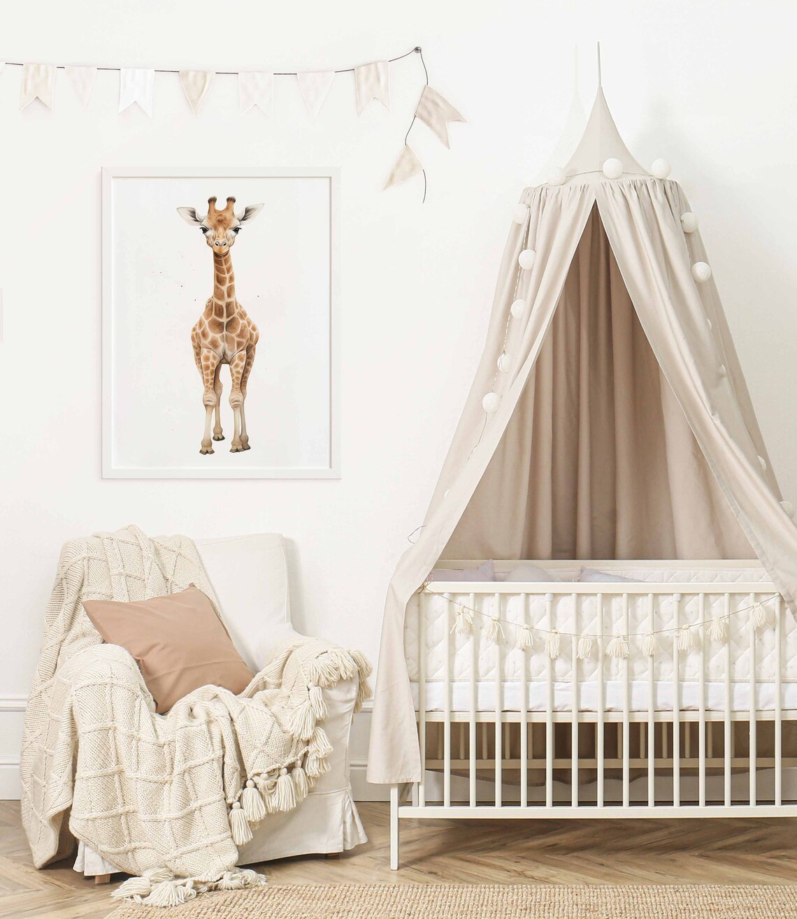 Sweet Watercolor Giraffe Standing Tall Poster for a Kids Nursery - Image 2