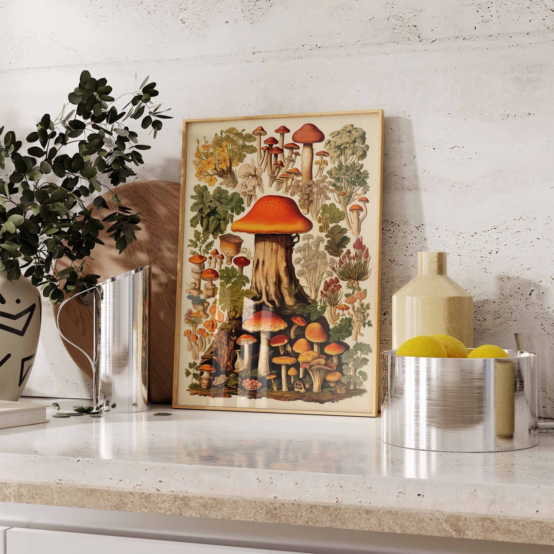 Food Print Mushrooms Print Kitchen Decor Vintage Kitchen Art Mushrooms Poster Food Decor Mushrooms Art Mushrooms Wall Art Food Art - Image 2