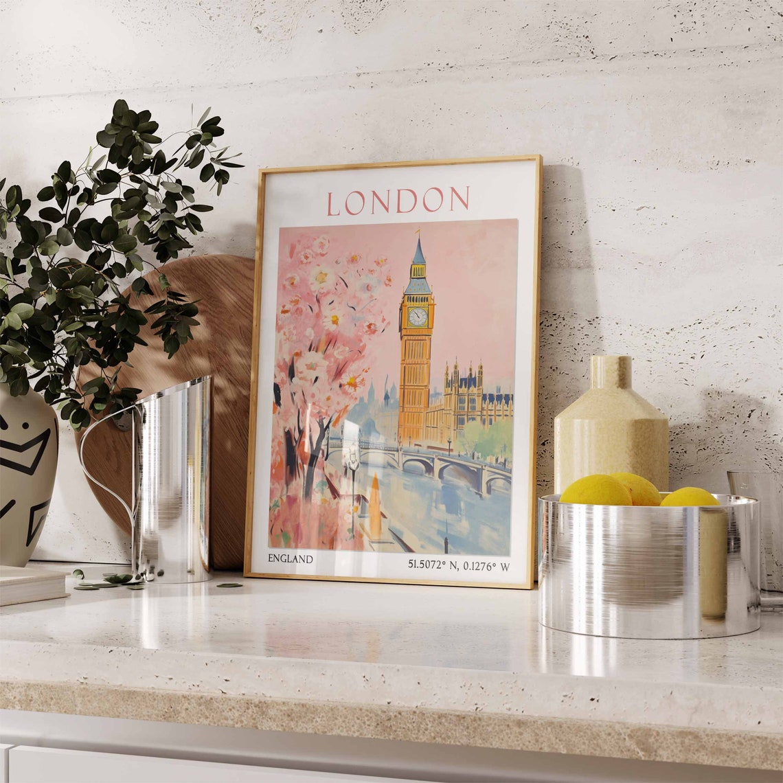 London Travel Print London Travel Poster United Kingdom Wall Art London Travel Gift Vintage Travel Decor British Wall Decor - Image 3