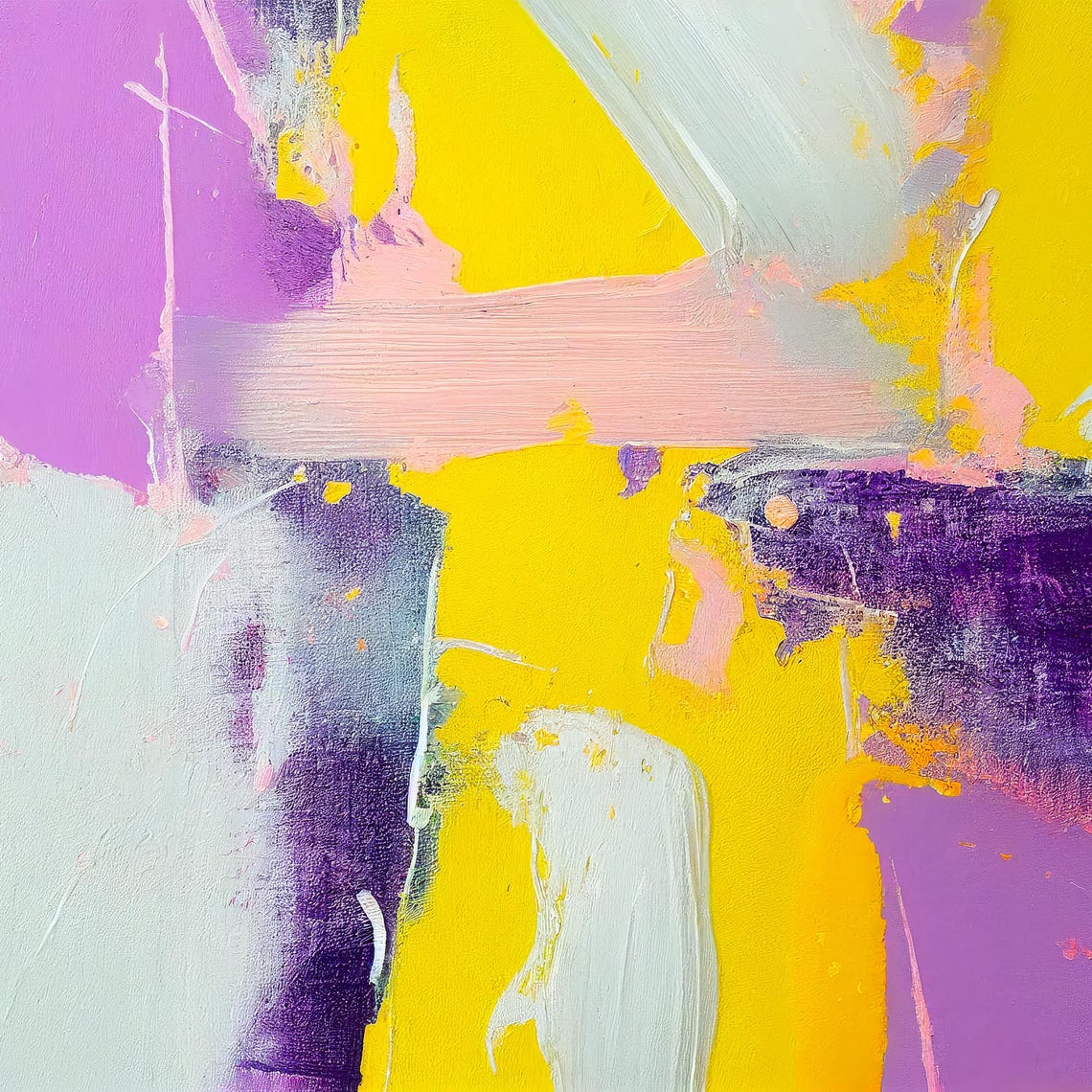Yellow Lavender Mint Blush Bright Abstract Expressionism Poster - Image 3