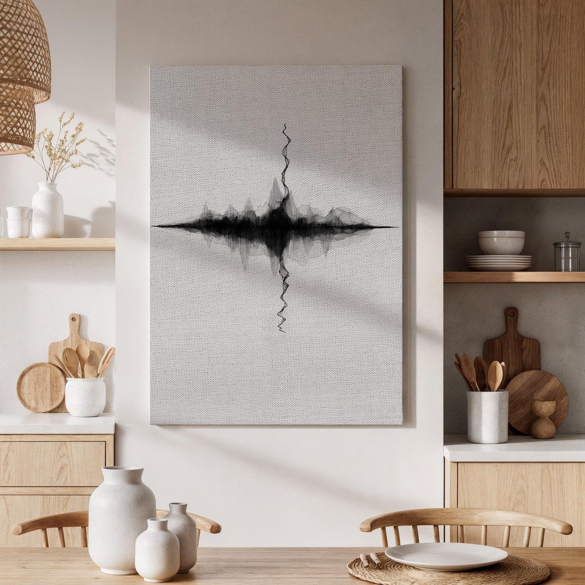 Black Soundwave Minimal Abstract Audio Waveform Music Wall Art