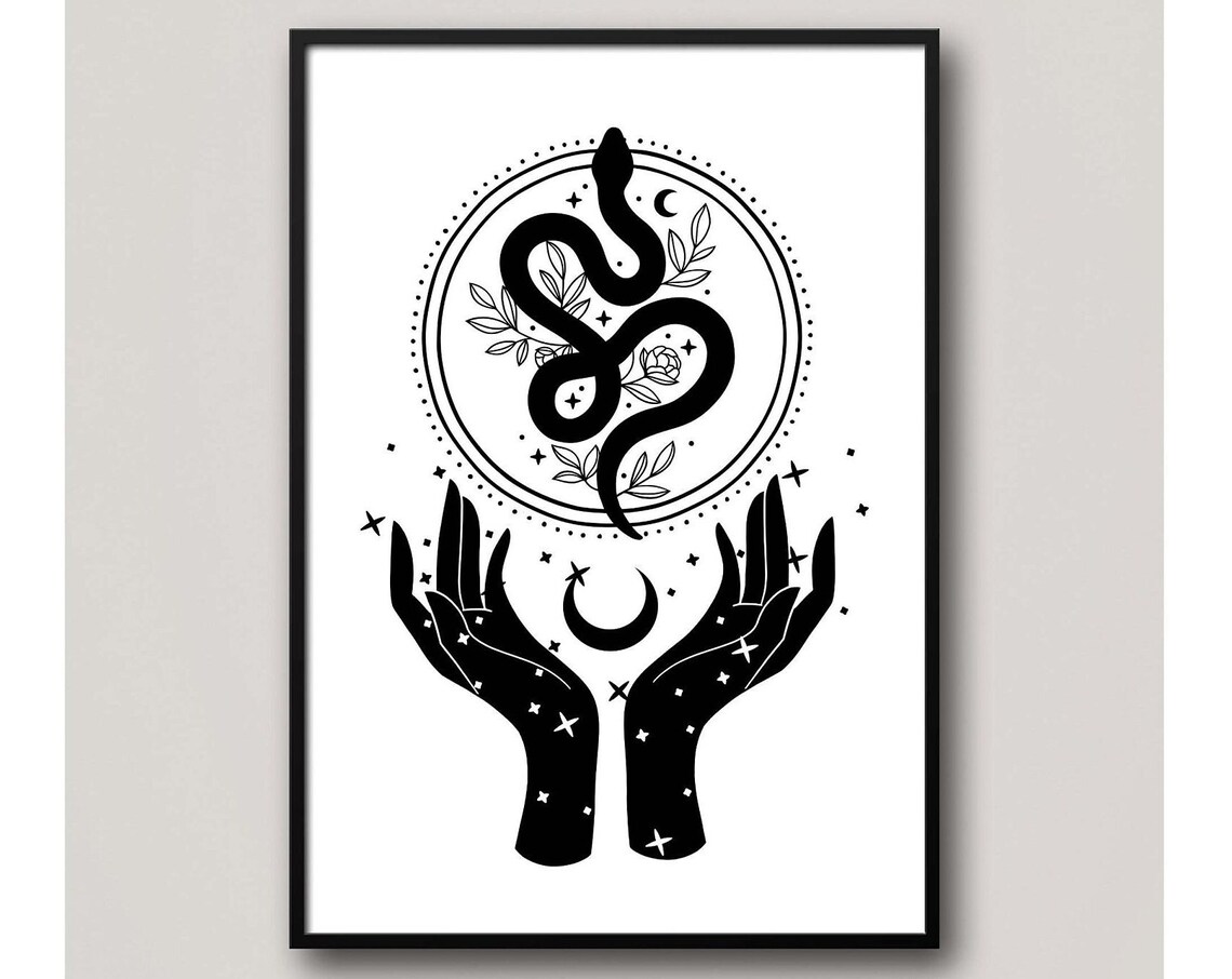 Celestial Mystic Snake Moon Stars Art Print - Image 5